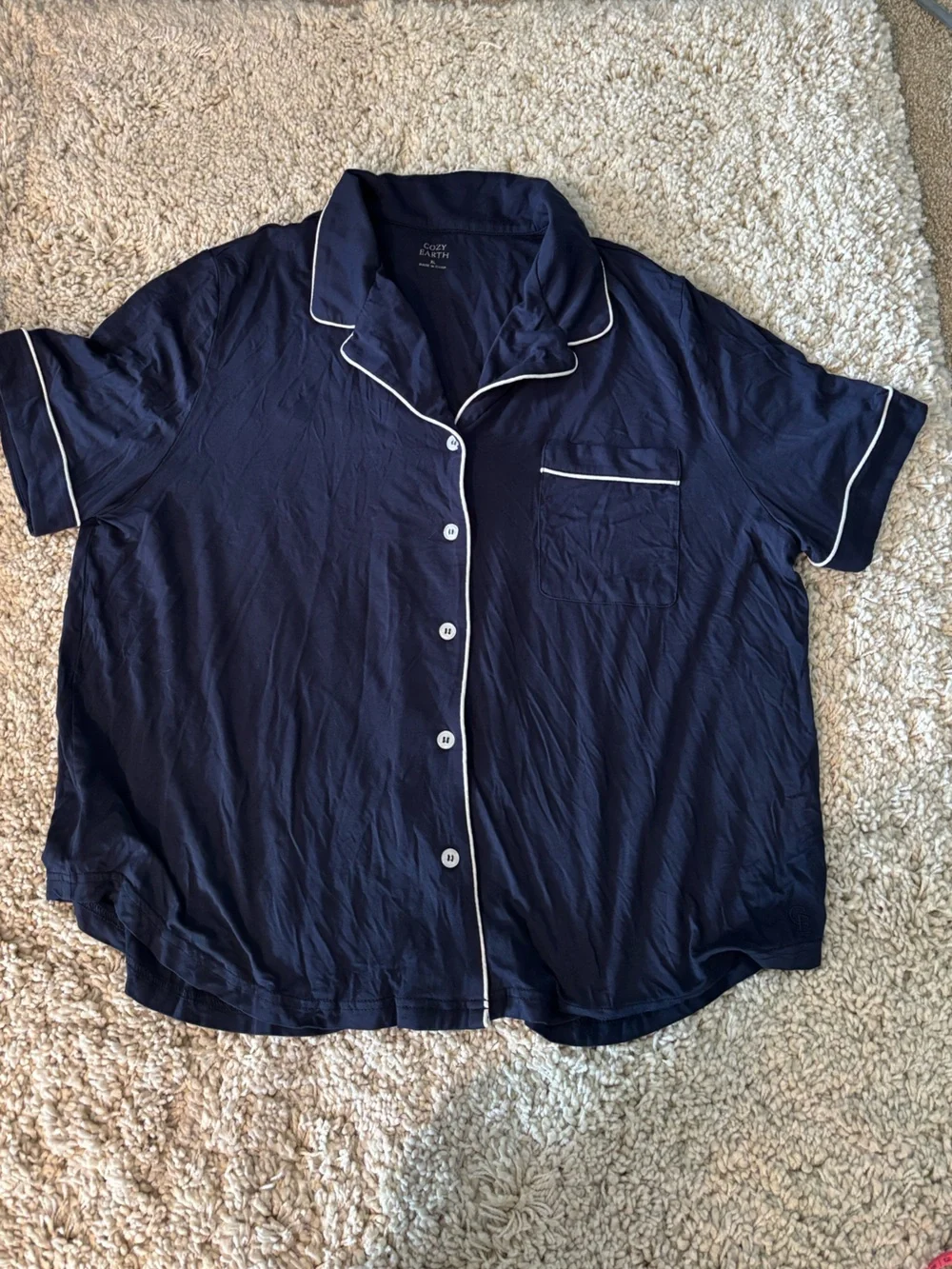 Cozy Earth Navy Blue T-Shirt Pants Pajama Set